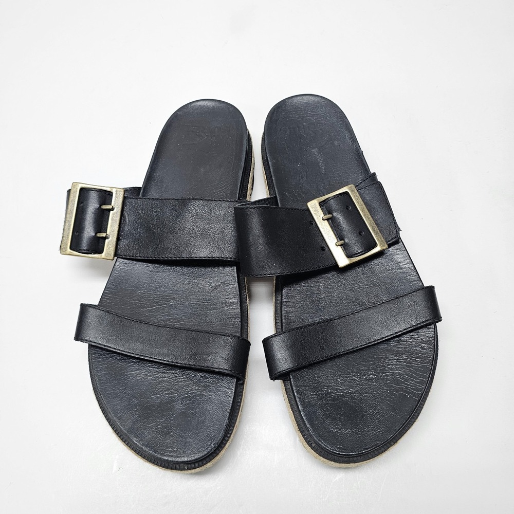 SOREL Women's Roaming‎ Slide Two Stripes Sandals Size 9.5 Black - Picture 2 of 6